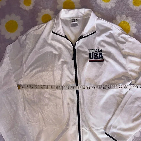 Team USA Olympic White Embroidered Zip Warm Up Jacket Men's Size 2X 2XL - Picture 4 of 6